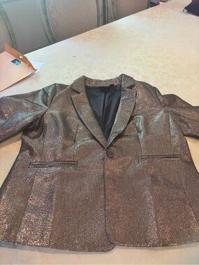 Joan Rivers Shimmery Bronze Metallic Blazer